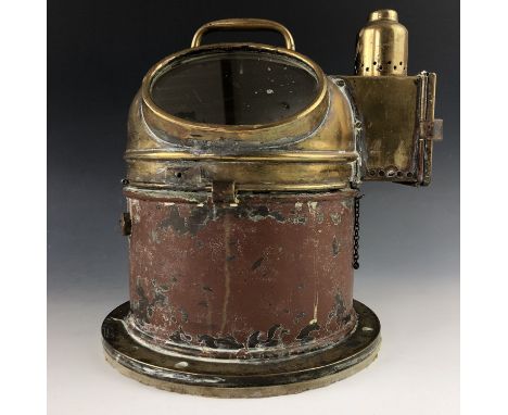An Admiralty Pattern 183 brass small boat binnacle and compass, 27 cm