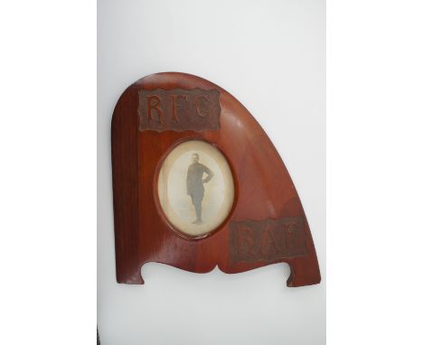 A Great War Royal Flying Corps / RAF propeller tip photograph frame and portrait photograph of an RFC corporal, 31 cm