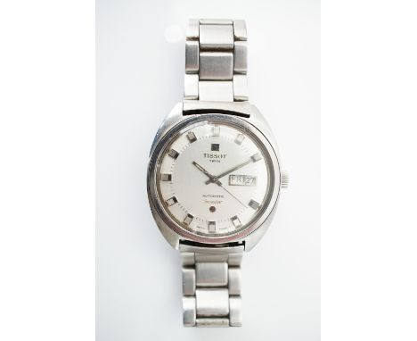 A late 1960s / early 1970s Tissot Seastar stainless steel wrist watch, having automatic movement and brushed silver face with