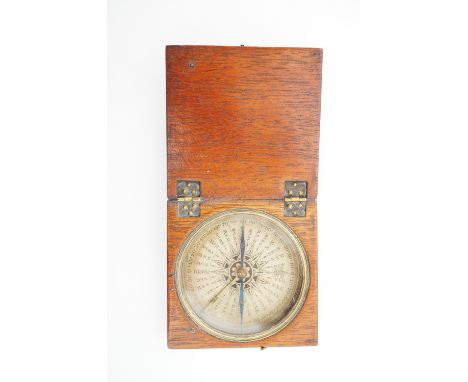 A George III pocket compass, 7.5 cm x 7.5 cm x 2 cm [Believed to be that of James Alms (1728 - 1791) officer of the Royal Nav