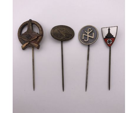 Four German Third Reich stick pins