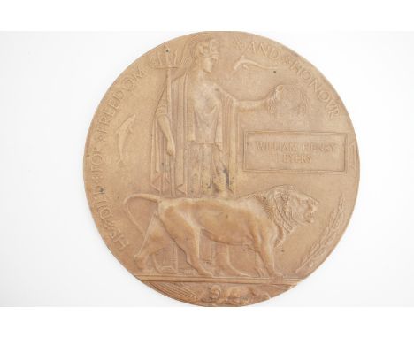 A Memorial Plaque to William Henry Eyers [EYERS, William Henry, Rank - Private, Service no - 64312, 1st Battalion Cheshire re