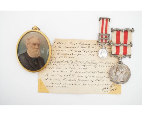 An Indian Mutiny Medal officially impressed to Captn A H Paterson, Kumaon Levy, together with medal miniature and portrait, t