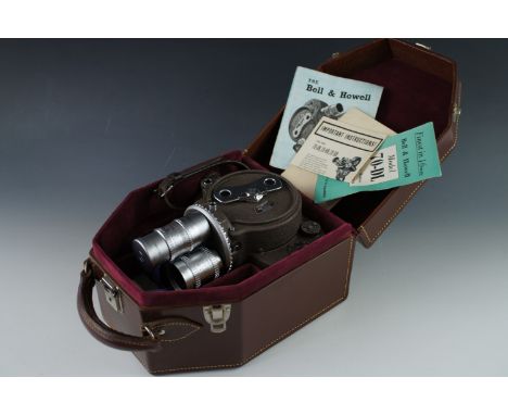 A Bell &amp; Howell Filmo 70-DR 16 mm cine camera cased with Taylor &amp; Hobson 2.8" f 2.8 Telekinic, Cooke Ivotal Anastigma