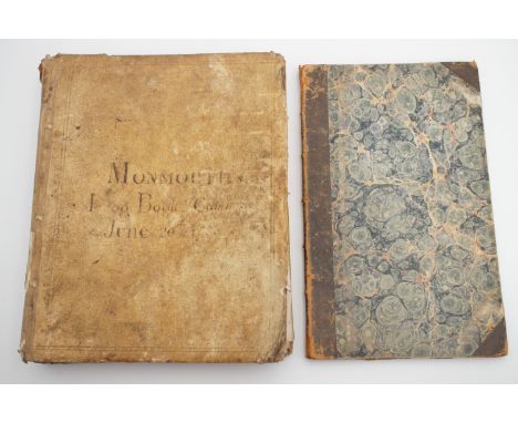 An 18th Century Royal Navy ship's log book, being Captain Alms' log book for the ship HMS Monmouth, an Intrepid-class 64-gun 