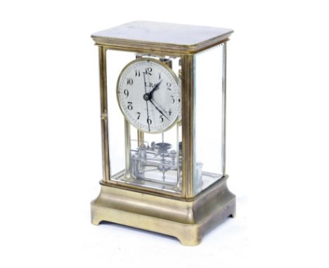 Rare French four glass electromagnetic mantel clock to the design of Frank Holden, (patented 1919), the 3.5" silvered dial st
