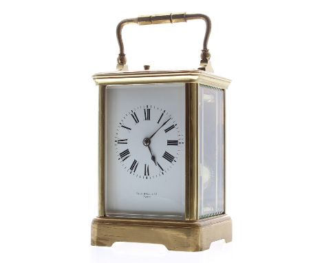French repeater carriage clock striking on a gong, the movement back plate stamped Patent Surety Poller, no. Paris 3437, the 