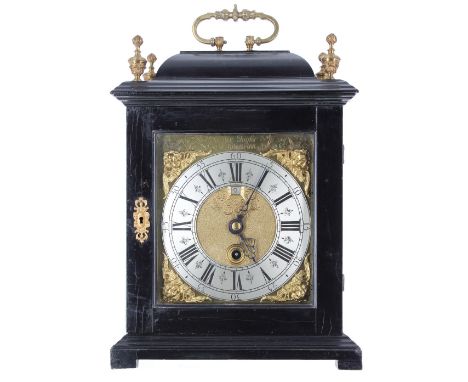 Good English ebonised single fusee verge bracket clock, the brass dial signed Jasper Tayler in Grayes Inn to the top of the d