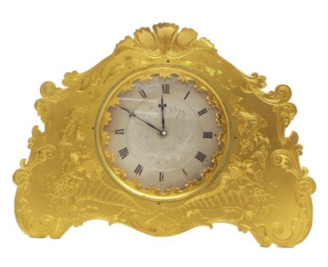 Gilt metal strut clock timepiece attributed to Thomas Cole Junior, circa 1875, the 3.5" silvered chapter ring signed Dent 34 