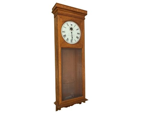 Electric wall clock, the 14" dial signed Self Winding Clock Co. New York, with subsidiary open seconds dial, within a scratch