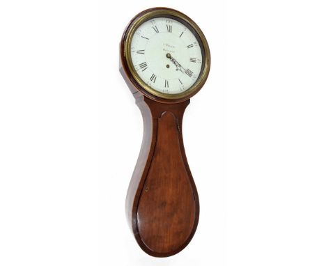 Good mahogany single weight fusee tavern clock, the 13.5" circular white enamel dial signed I. Whaley, Wroxham within a tear 