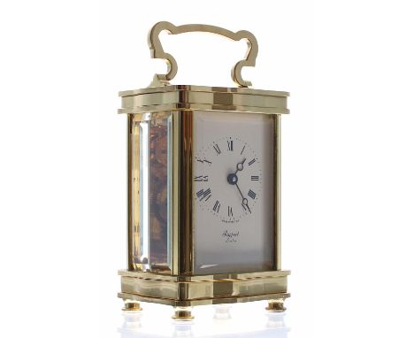Contemporary Rapport of London carriage clock timepiece, within a Douchine brass case, 6.5" high (key)