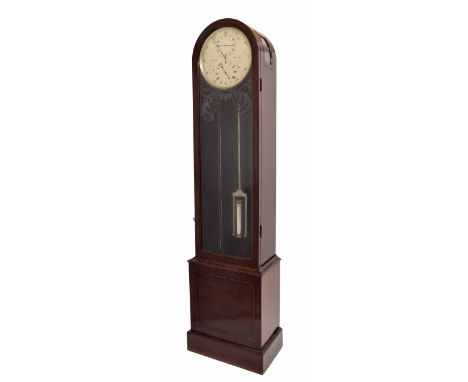 Good mahogany regulator longcase clock, the 12" silvered circular dial signed Usher, Estd 1873, with subsidiary seconds and h