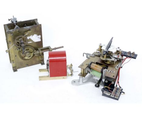 National electric master clock movement, no. 4068, with case fixing bracket, 10.5" high; also a Fischer Magneta master clock 