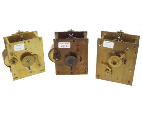 Three single fusee clock movements, the largest 6" high (3)