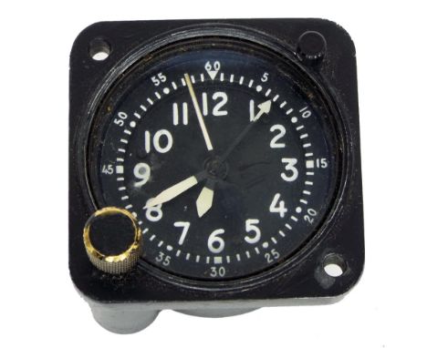 British Military cockpit clock, the 2'' dial with Arabic numerals, minute markers with Arabic five minute divisions and centr