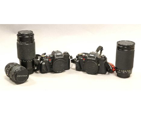 Pentax Program A Two Camera Bodies together with SMC Pentax-A f4 70-210mm and Tokina SZ-X f4-5.6 60-300mm lenses; and a few o