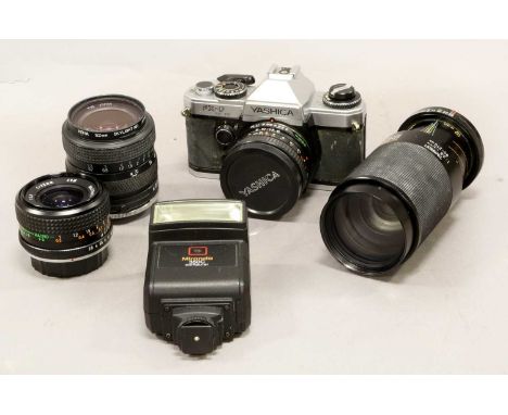 Yashica FX-D Camera with Yashica f2 50mm lens; Tamron f3.8 80-210mm, Tamron f3.5-4.5 28-70mm and Itorex f2.8 28mm lenses