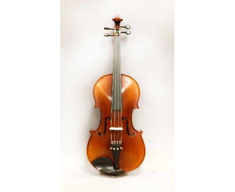 Viola  16 1/2" two piece back, ebony fingerboard and pegs. labelled 'Archer Viola-500' cased with bow