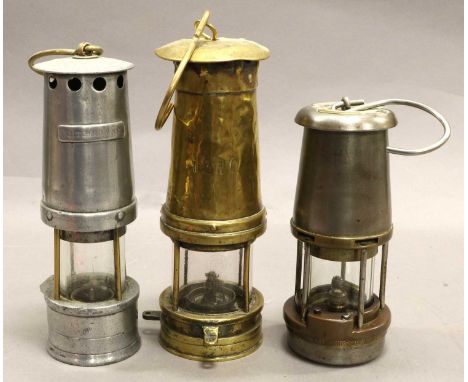 Baxendale &amp; Co Mining Lamp no.1310; William Morris Wolf Safety Lamp and an unmarked example with plaque 'J T Brown NE' wi