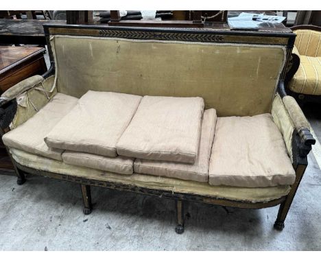 EMPIRE STYLE SETTEE ebonised and gilded, figural supports and claw feetProvenance: The Cornelia Bayley Collection from Plas T