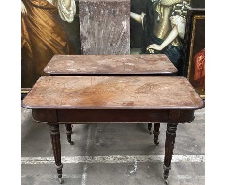 EARLY 19TH C. MAHOGANY D-END DINING TABLE, moulded top, reeded legs, casters, 75 (h) x 136 (w) x 54cms (d) (extended)Comments