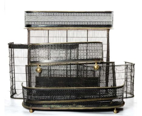 ASSORTED CAST METAL & BRASS FIRE CURBS & SPARK GUARDS (qty)Provenance: The Cornelia Bayley Collection from Plas Teg, an impor