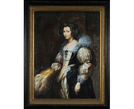 G. THOMPSON oil on canvas – reproduction portrait of Marie-Louise de Tassis by Anthony Van Dyck, signed, 120 x 90cmsProvenanc