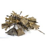 ASSORTED BRASS & CAST IRON FIRE IRONS, various pokers, shovels and tongs (qty) Provenance: The