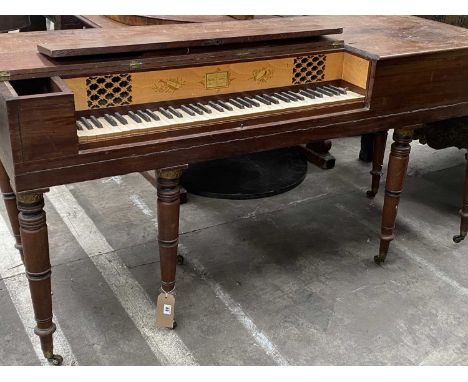 EARLY 19TH C. GUNTHER & NUTTING SQUARE PIANO, c. 1815, labelled 'Gunther of 27 Tottenham Street, London', turned legs, brass 