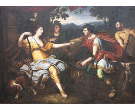 AFTER CHARLES LE BRUN, oil on canvas - 'Atalanta and Meleager', signed FrancoToscana, 200 x 276cmsProvenance: The Cornelia Ba
