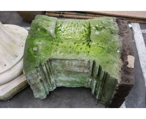 LARGE CARVED SANDSTONE STEPPED PEDESTAL, 71cms (h)Comments: extremely heavyProvenance: The Cornelia Bayley Collection from Pl