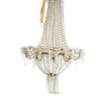 19th C. STYLE TWELVE-LIGHT CUT GLASS WATERFALL CHANDELIER, approx. 100cms (drop) Comments: some