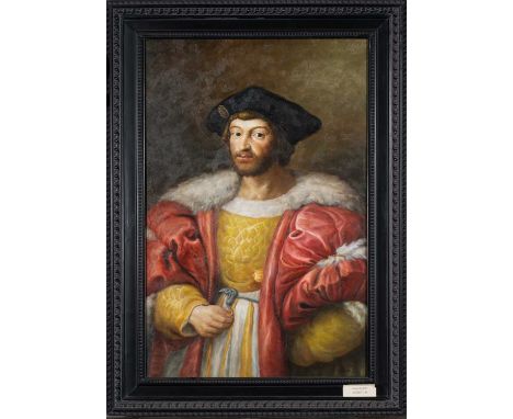 AFTER RAPHAEL, oil on canvas - portrait of 'Lorenzo de Medici', indistictly signed T. Mazzoli (?),Provenance: The Cornelia Ba