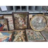 VARIOUS NEEDLE & BERLIN WOOLWORK including religious needlework, peacock and sampler, dated 1826 (8)