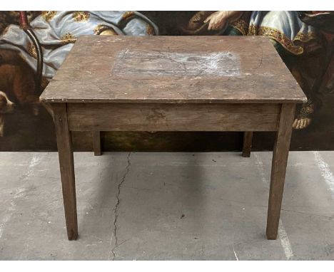ANTIQUE STAINED PINE KITCHEN TABLE, 77 (h) x 100 (w) x 92cms (d)Comments: viewing recommendedProvenance: The Cornelia Bayley 
