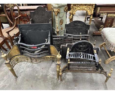 GROUP OF ORNATE FIRE BASKETS together with associated itemsProvenance: The Cornelia Bayley Collection from Plas Teg, an impor