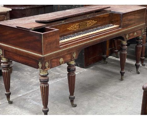 EARLY 19TH C. WILLIAM STODART SQUARE PIANO, labelled 'Their Majesty's & Royal Family of Golden Square, London', gilt metal mo
