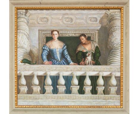 AFTER PAOLO VERONESE, oil on canvas - reproduction of 'Figures behind the Parapet', signed Carlo Rossi, 128 x 138cmsProvenanc