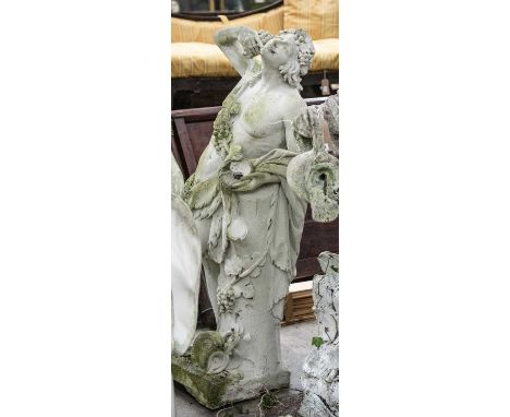 RECONSTITUTED STONE FIGURAL FOUNTAIN OF BACCHUS, entwined with vine and holding bunch of grapes in one handProvenance: The Co