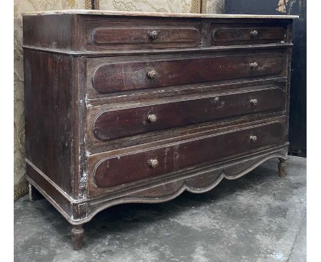 STAINED STRAIGHT-FRONT CHEST with associated marble top, 84 (h) x 125 (w) x 56cms (d)Comments: viewing recommendedProvenance: