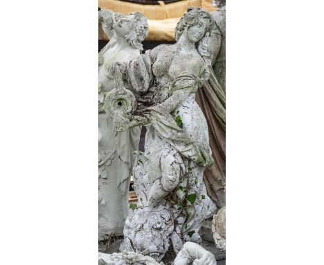 RECONSTITUTED STONE FIGURAL FOUNTAIN of a nymph, pouring water from a ewerProvenance: The Cornelia Bayley Collection from Pla