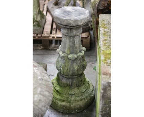 PAIR OF URNS & SUN DIAL PEDESTAL, 98cms (h)Provenance: The Cornelia Bayley Collection from Plas Teg, an important Jacobean ho