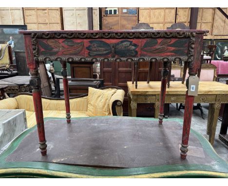 PAINTED SIDE TABLE, single frieze drawer, later painted and moulded decoration in the middle European style, raised on four t