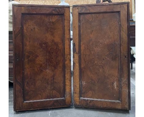 PAIR OF CAMPAIGN-STYLE FITTED CABINETS, brass corner mounts, shelves to interior, 109 (h) x 58 (w) x 58cms (d)Comments: scuff