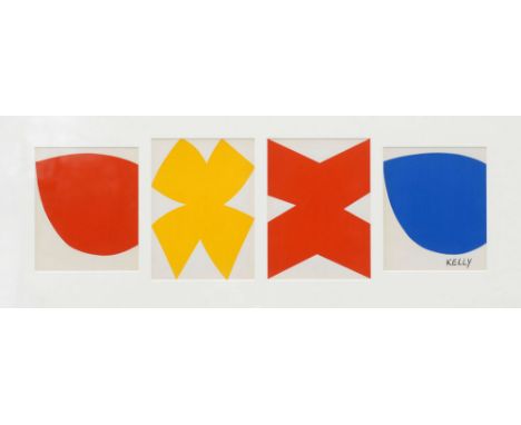 ELLSWORTH KELLY (American, b. 1923), untitled quadtych, 1954, lithograph in colours, 150cm x 67cm, framed. 