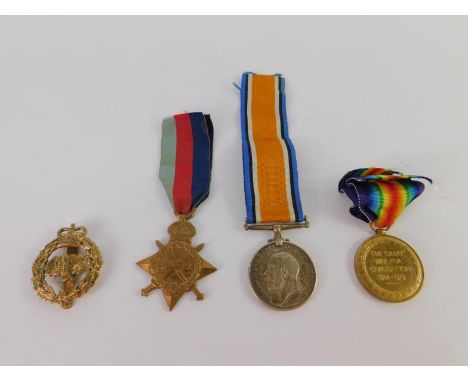 A Great War Medal to Cpl G Tinkler, Highland Light Infantry 41299, 1914-15 Star to Pte J Sauntson, Lincolnshire Regiment 1560
