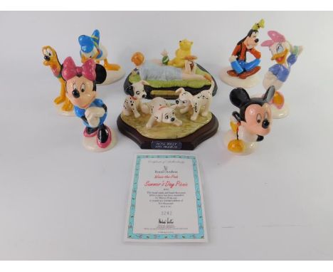 Six Royal Doulton Mickey Mouse Collection figures, boxed, comprising Mickey Mouse, Minnie Mouse, Donald Duck, Daisy Duck, Goo