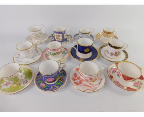 A Royal Worcester Royal Collection of porcelain coffee cups and saucers, cans and saucers, (12).