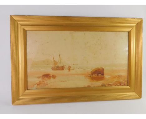English School (late 19thC/early 20thC). Coastal seascape, watercolour, monogrammed, 31.5cm x 56.5cm.